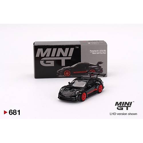 Mini GT 1:64 Scale Porsche 911 (992) GT3 RS Black with Pyro Red