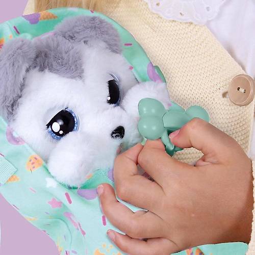 Baby Paws Sesli Yavru Kpek Pelu 20 Cm Husky Yeil anta