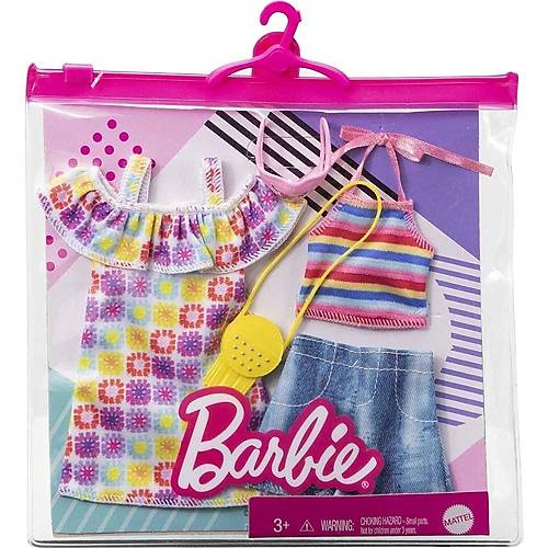 Barbie'nin Kyafet Koleksiyonu 2'li Paketler Yazlk Ak Omuz Desenli Elbise