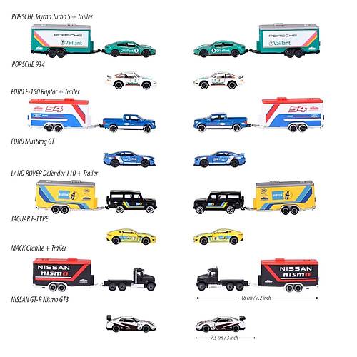 Majorette Race Trailer Porsche Taycan Turbo S + 934