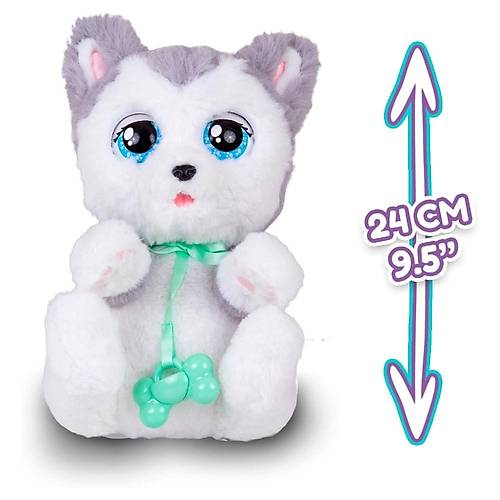 Baby Paws Sesli Yavru Kpek Pelu 20 Cm Husky Yeil anta