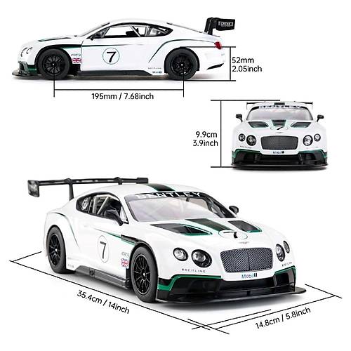 Rastar 1:14 Uzaktan Kumandal Araba Bentley Continental GT3 2.4 Ghz Ikl Beyaz