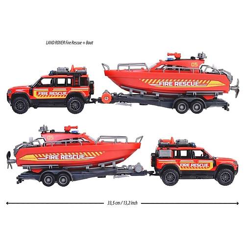 Majorette Ara Seti Land Rover Fire Rescue & Boat Sesli ve Ikl 