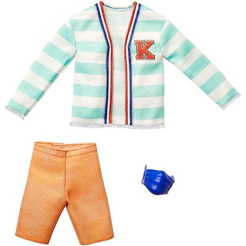 Barbie Ken Bebek Kyafet Koleksiyonu Mavi Beyaz izgili Kazak ve Maske