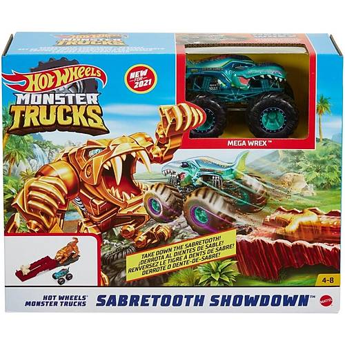 Hot Wheels Monster Trucks Aksiyona Balang Oyun Seti Sabertooth Showdown