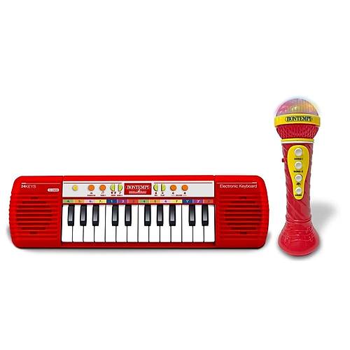 Bontempi 24 Tulu Elektronik Org Seti | Krmz, Ikl ve Mikrofonlu Oyuncak Mzik Aleti