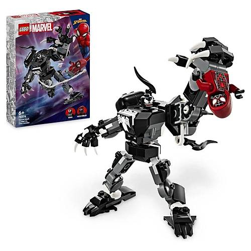 LEGO Marvel Venom Robot Zrh Miles Morales'e Kar 76276 | 6 Ya ve zeri Sper Kahraman Yedi ocuklar iin na Edilebilir Yaratc Oyuncak Yapm Seti (134 para)