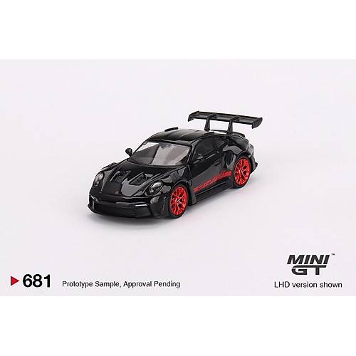 Mini GT 1:64 Scale Porsche 911 (992) GT3 RS Black with Pyro Red