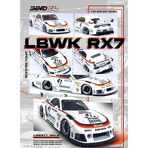 Inno64 1:64 Scale Mazda RX7 LB-Super Silhoutte 41 Slammed