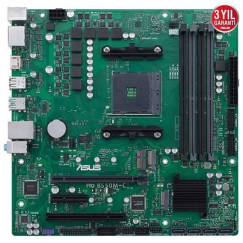 Asus Pro B550M-C CSM Amd B550 AM4 Ddr4 4800 2XDP Hdmi ift M2 Usb3.2 Anakart