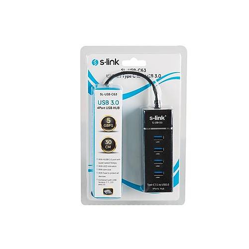 S-Link SL-USB-C63 Type C to 4Port 3.0 evirici Hub