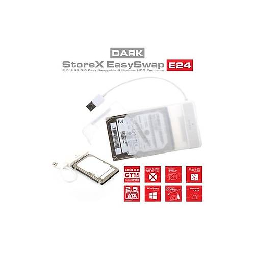 Dark Storex E24 2.5 DK-AC-DSE24U3 Usb 3 karlabilir Balkl effaf SATA Disk Kutusu Kolay Montaj