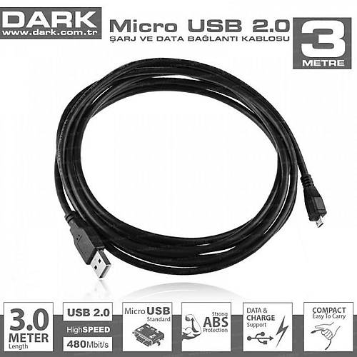 Dark DK-CB-USB2MICROL300 Micro USB Kablosu 3M