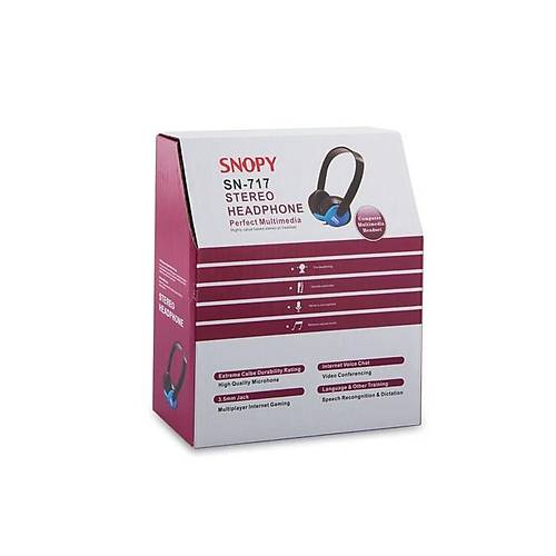 Snopy SN-717 Siyah/Mavi Mikrofonlu Kulaklk