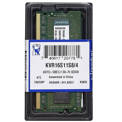 Kingston KVR16S11S8/4WP 4GB DDR3 1600 Mhz Notebook Ram