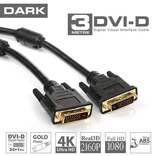 Dark 3m Ferrit Core EMI/RFI Filtreli 24-1pin DVI K