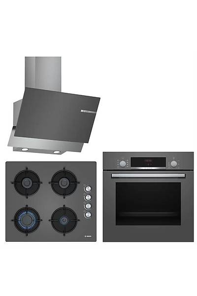 Bosch Ankastre Set Antrasit Gri HBF514BH0T, POP6C9O10O, DWK65AD70R