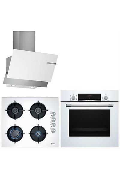 Bosch Beyaz Ankastre Set HBF514BW1T, POP6C2O10O, DWK65AD20R
