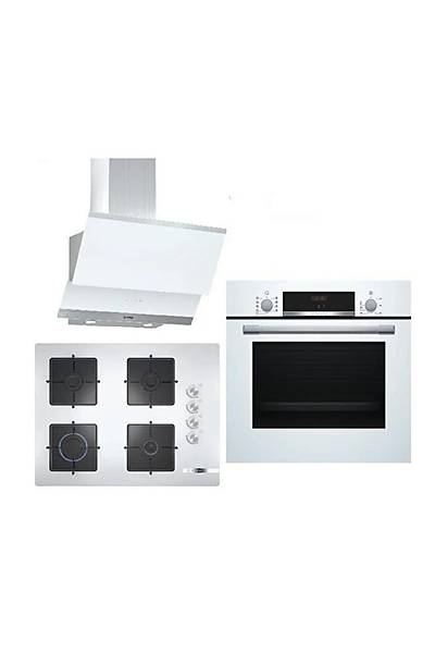 Bosch Beyaz Ankastre Set (HBF534EW0T + POP7C2O12O + DWK065G20T)