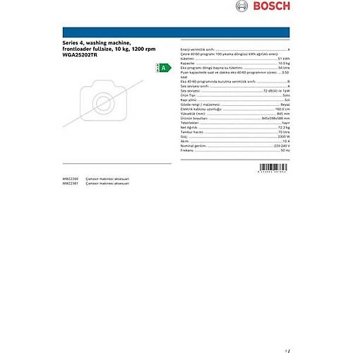 Bosch WGA25202TR 1200 Devir 10 kg �ama��r Makinesi