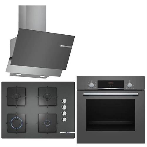Bosch 3'l Gri Ankastre Set HBF514BH1T, POP7C9O12O, DWK65AD70R