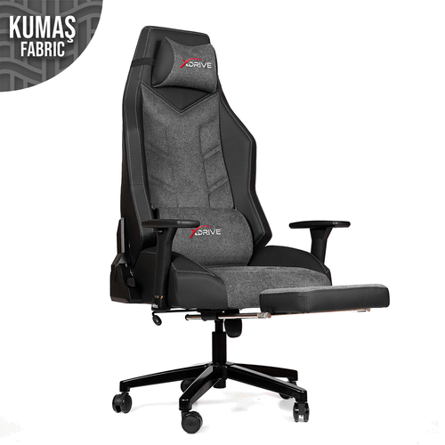 xDrive F�rt�na Ayak Uzatmal� Profesyonel Oyuncu Koltu�u Kuma� Gri/Siyah