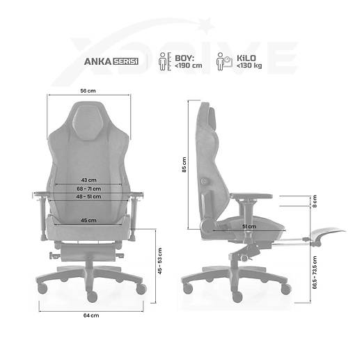 xDrive Anka Business Ayak Uzatmal� �al��ma Koltu�u Kuma� Gri