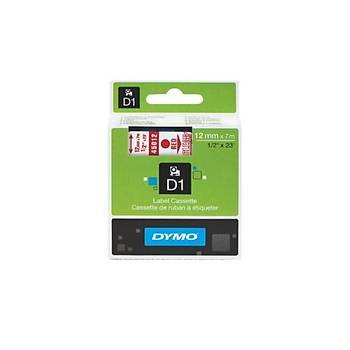 Dymo D1 Yedek erit, 12 Mm X 7 Mt, effaf/ Krmz (45012)