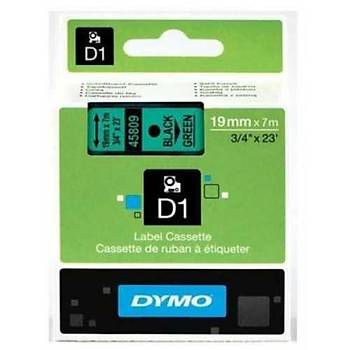 Dymo D1 Yedek erit, 19 Mm X 7 Mt, Yeil/Siyah (45809)