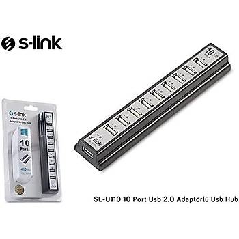 S-link SL-U110 (SL-H105) 10 Port Usb 2.0 Adaptörlü Usb Hub