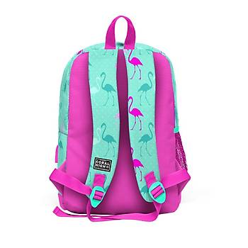Coral High Kids Su Yeili Neon Pembe Flamingo Desenli Drt Blmeli USB arjl Kulaklk kl Okul Srt antas 23275