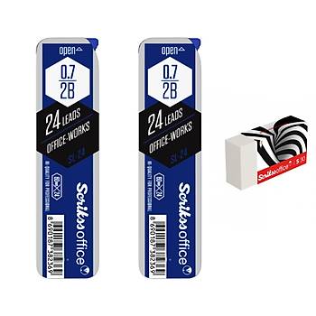 Scrikss 2 Adet 2B 0.7 Mm U Ve 1 Adet Silgi