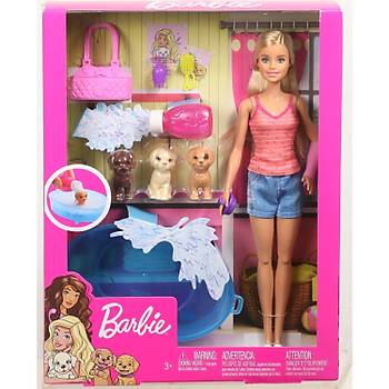 Barbie ve Kpekleri Banyo Keyfinde Oyun Seti GDJ37