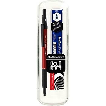 Scrikss Graph-X Metal Versatil Kalem Seti 0.7 Mm Krmz 3'L Set