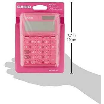 Casio Ms-20Uc-Rd 12 Hane Koyu Pembe Masa st Hesap Makinesi
