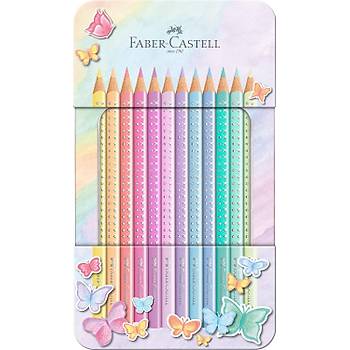 Faber Castell Parlak Pastel Renkler Kuru Boya Kalemi 12'li Metal Kutu