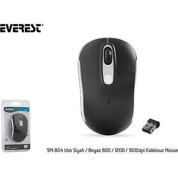 Everest SM-804 Usb Siyah/Beyaz 800/1200/1600dpi Kablosuz Mouse