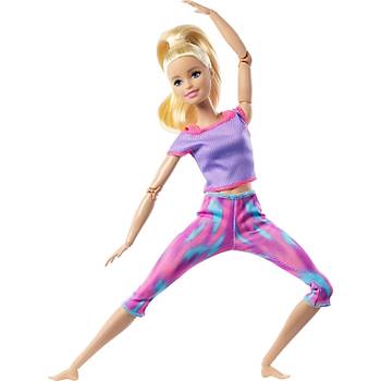 Barbie Sonsuz Hareket Bebeği Mor Renkli Spor Kıyafeti İle Sarışın Uzun Saçlı Bebek Gxf04