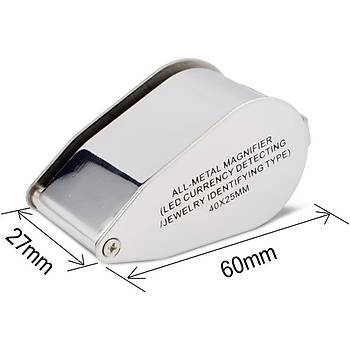 Generic 40X 25mm All Metal Magnifier Jeweller LED UV Lens Jewelery Loupe Magnifier
