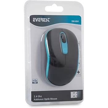 Everest SM-804 Usb Siyah/Mavi 800/1200/1600dpi Kablosuz Mouse