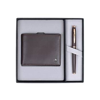 Scrikss DR 242 - Hediyelik Set Dolmakalem - Tkenmezkalem 39 Oscar Rose Gold - Kahverengi & Comfort Czdan Kahverengi