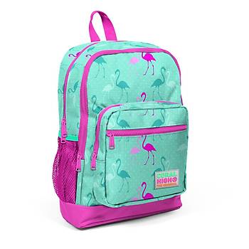 Coral High Kids Su Yeili Neon Pembe Flamingo Desenli Drt Blmeli USB arjl Kulaklk kl Okul Srt antas 23275