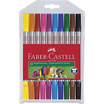 Faber Castell 10 'lu Çift Taraflý Keçeli Kalem