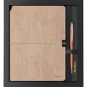 Scrikss SD600-14 Verona Defter Vizon ve F108 Bronz Tkenmez Kalem Seti