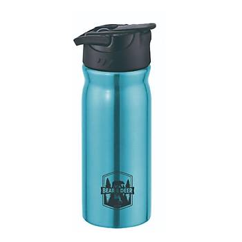 Bear & Deer Metalik Kutulu Turkuaz elik Matara 500 Ml