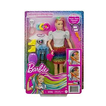 Barbie Leopar Desenli Saçlar Bebeği GRN81