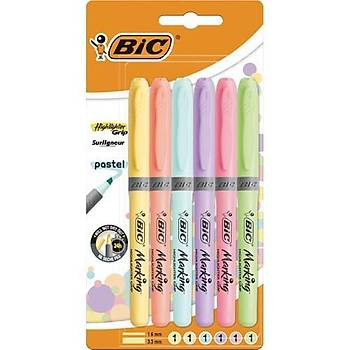 Bic Kalem Tipi Pastel Renk Fosforlu Kalem  6'L Seti
