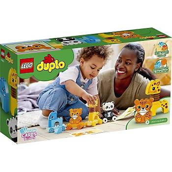 Lego Duplo Hayvan Treni 10955 - Fil, Kaplan, Zrafa Ve Panda eren Kk ocuklara Ynelik ekmeli Hayvan Oyuncak Yapm Seti (15 Para)