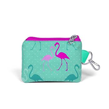 Coral High Kids Su Yeşili Neon Pembe Flamingo Desenli Bozuk Para Çantası 21725