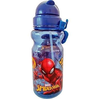 Spiderman Şeffaf Matara Suluk Mavi Kapaklı 500 Ml
